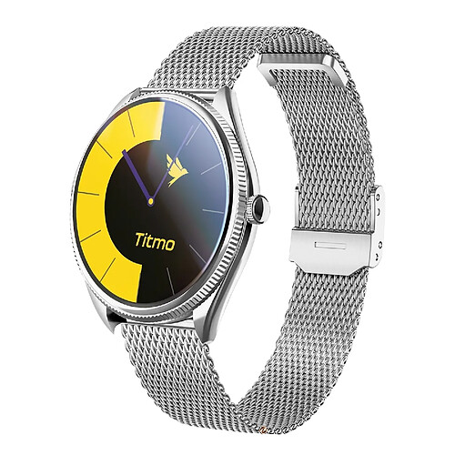 Titmo Montre Connectée Appel avec Écran AMOLED Suivi Sport Santé IP68 Argent