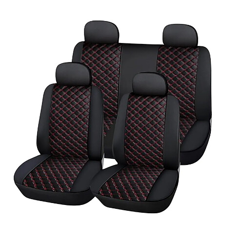 Avizar Ensemble 5 Pièces Housses de Siège Auto Design Texturé Élégant Noir / Rouge