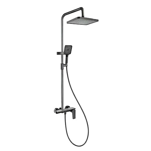 Avizar Colonne de Douche avec Mitigeur / Douche Pluie / Douchette Finition Chromé Noir