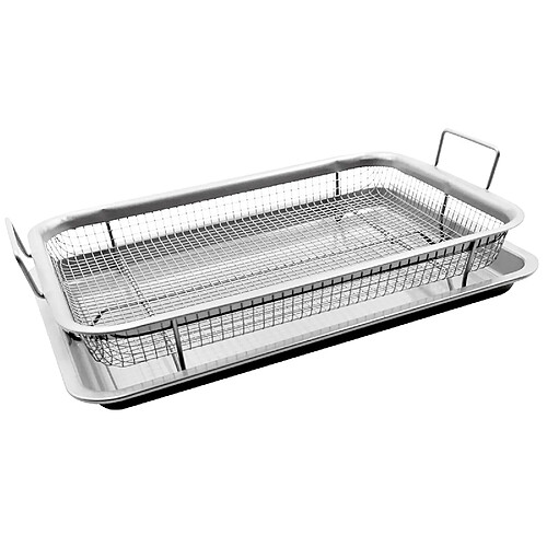 Cheffinger Panier à Friture en Acier Inoxydable avec Bac Égouttoir Argent