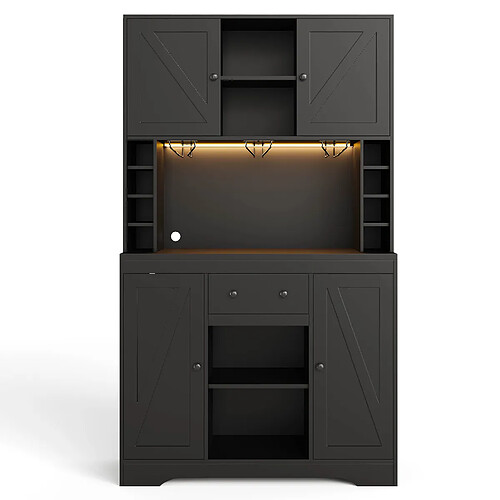 DZMDIP Buffet de cuisine 180 cm avec casier à vin, LED RGB, USB et rangements modulables