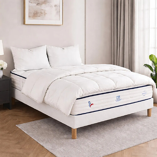 LUXURY LITERIE Ensemble matelas Patriote, sommier blanc