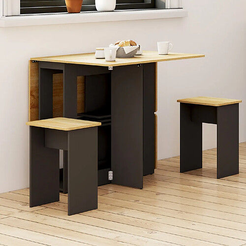 Idmarket Table pliable+4 tabourets B/N