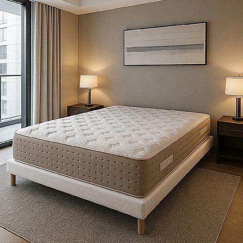 LUXURY LITERIE Ensemble matelas Dreamlux, sommier blanc