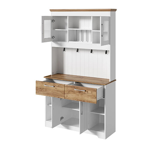 DZMDIP Buffet de cuisine 106×39×176 cm avec vitrines, tiroirs, étagères et rangement