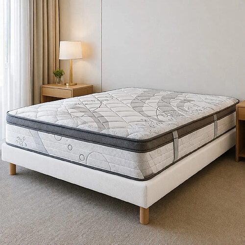LUXURY LITERIE Ensemble matelas Relaxation, sommier blanc