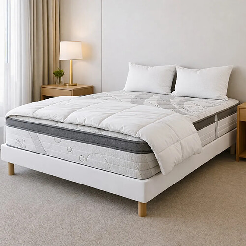 LUXURY LITERIE Ensemble matelas Relaxation, sommier blanc