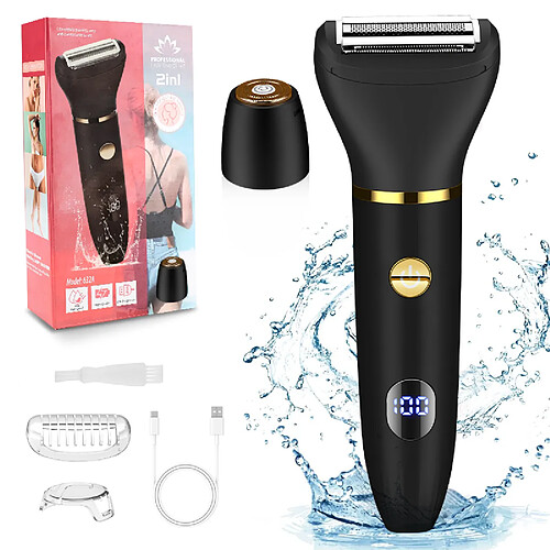 INF Tondeuse et rasoir électrique 2 en 1 pour poils du corps pour femmes Black