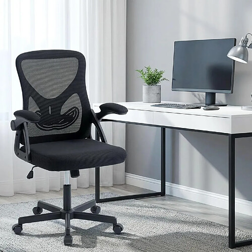 Rolipo Chaise de bureau ergonomique, dossier réglable de 90 à 110° noir