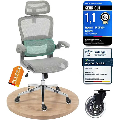 Rolipo Fauteuil de bureau ergonomique, charge maximale de 120 kg gris
