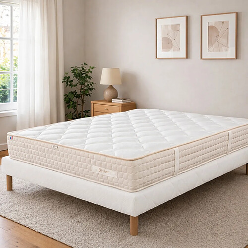 LUXURY LITERIE Ensemble matelas Sublime, sommier blanc