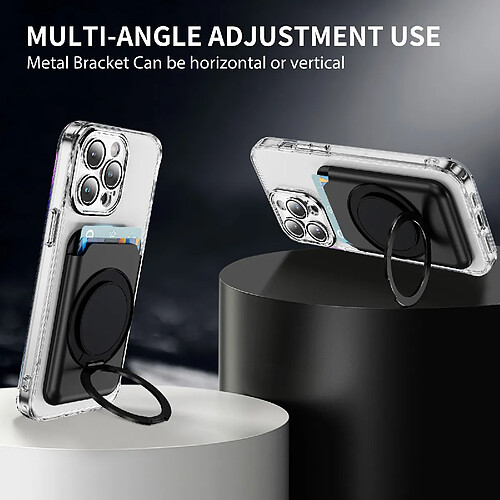 INF Porte-carte magnétique avec béquille rotative à 360° Black