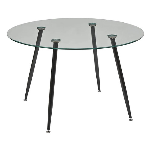 Pegane Table à diner table à manger ronde 4 places en verre trempé