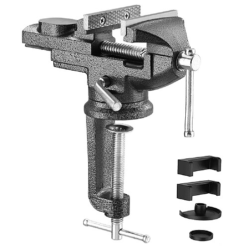 TEENO Etau d'établi 70mm, étau réglable avec base pivotante à 360 degrés, en acier moulé,