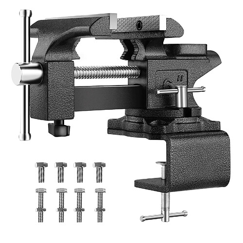 TEENO Etau d'établi en fonte d'acier, largeur de serrage 113 mm,amovible, rotatif