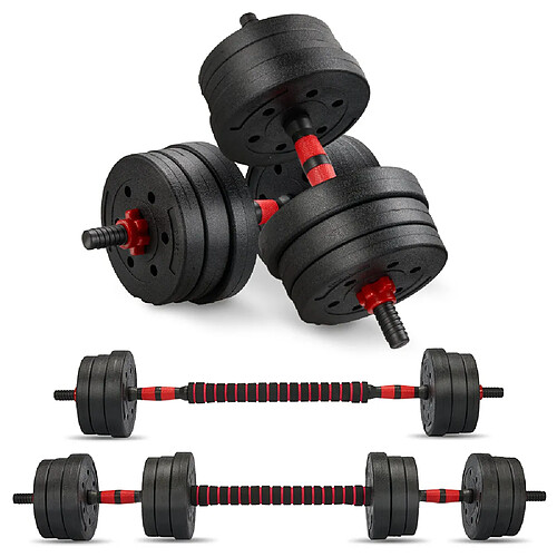 TEENO kit haltères 20kg, haltères + barre, fitness musculation
