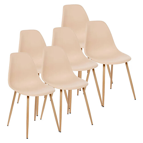 Pegane Lot de 6 chaises de salle à manger coloris beige