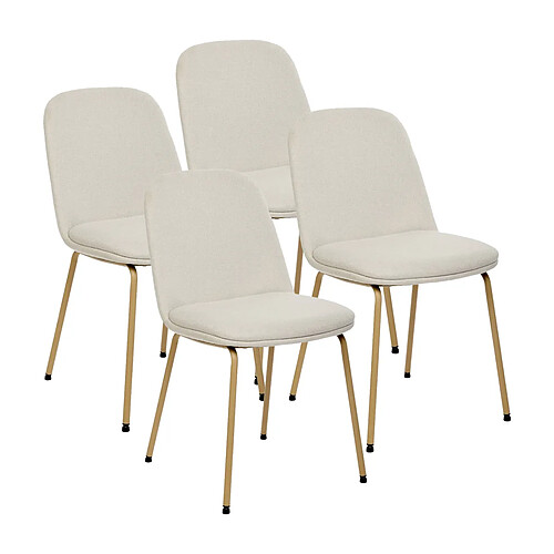 Pegane Lot de 4 chaises de salle à manger coloris ivoire