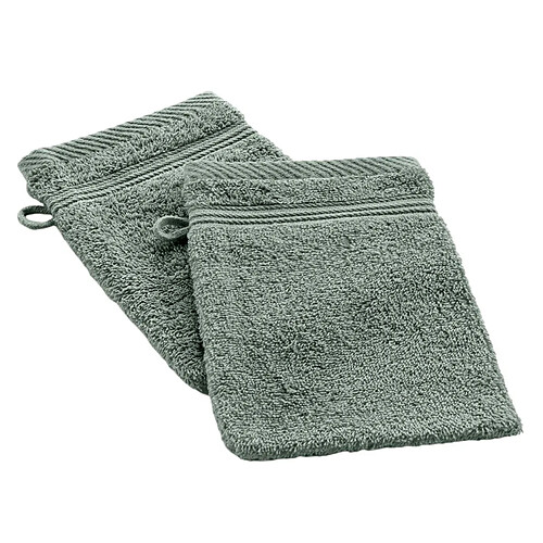 Douceur D'Interieur Lot de 2 Gants de Toilette Tendresse 15x21cm Vert Cèdre
