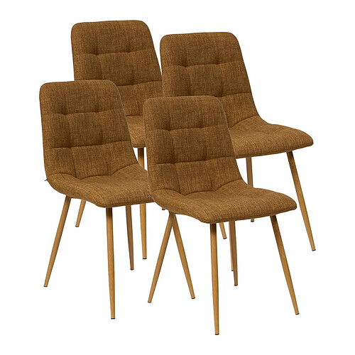 Pegane Lot de 4 chaises de salle à manger coloris Cannelle