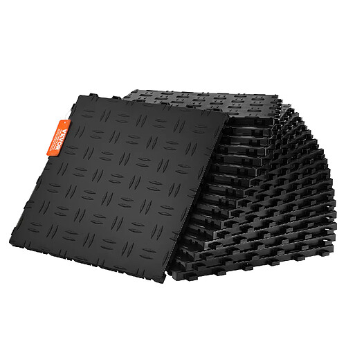 VEVOR Dalles Revêtement de Sol Garages Imbriqués PP Lot de 50 305x305 mm Noir