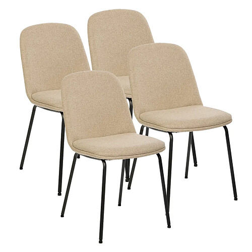 Pegane Lot de 4 chaises de salle à manger coloris beige
