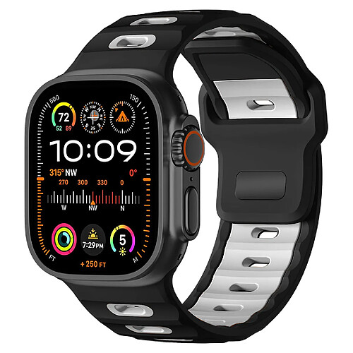 INF Bracelet élégant en silicone pour Apple Watch 42/44/45/46/49mm Black&White