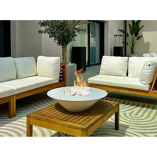 Gmt Cheminée bioéthanol Universe blanche sur pied – design moderne pour intérieur et extérieur
