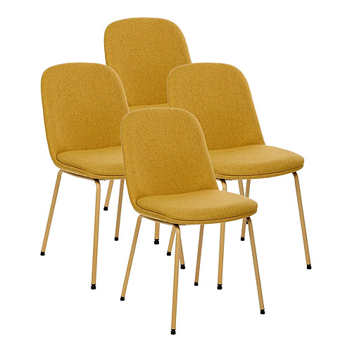 Pegane Lot de 4 chaises de salle à manger coloris ocre