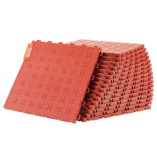 VEVOR Dalles Revêtement de Sol Garages Imbriqués PP Lot de 50 305x305 mm Rouge