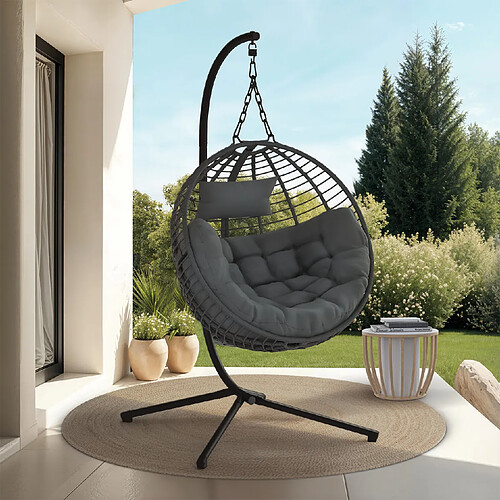 Idmarket Fauteuil rond sus gris