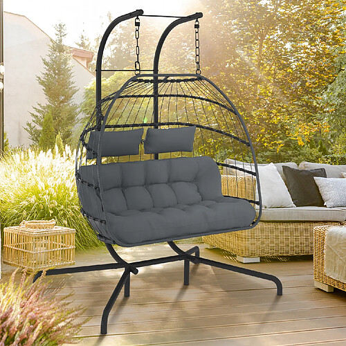 Idmarket Fauteuil oeuf su 2p rotin.gris