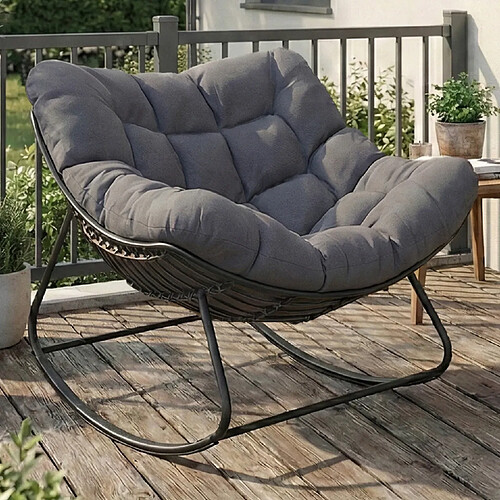 Idmarket FAUTEUIL BASCULE LOA GRIS