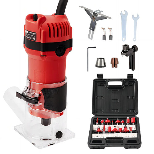 TEENO Affleureuse Électrique 800W 31000 RPM Avec Housse anti Poussière, Affleureuse à Bois