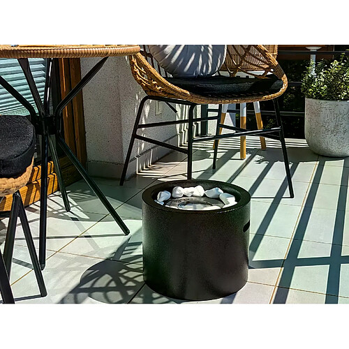 Gmt Cheminée bioéthanol Moon Mini noire sur pied – design compact pour intérieur et extérieur