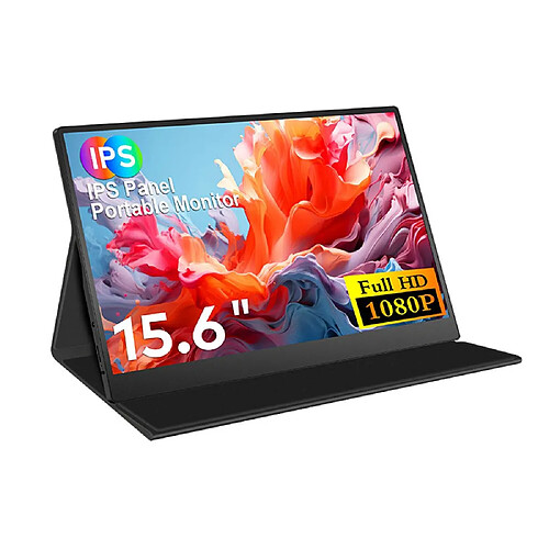 Moniteur portable FOPO S6, 15,6", IPS, 1920 x 1080, 16:9, USB-C, mini HDMI, noir