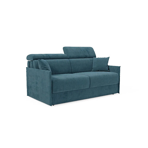 Divani.store Miryam Canapé lit en tissu imperméable 189 cm (mat.160x197) bleu canard