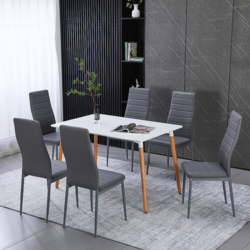 DEWINNER Lot de 6 chaises de salle à manger, gris, chaise de bureau