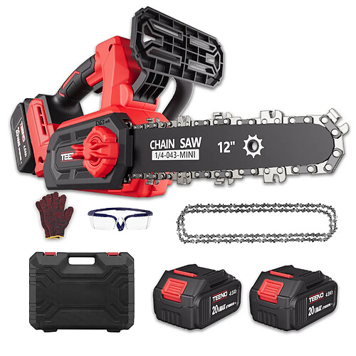 TEENO Tronçonneuse 12 pouces sans fil brushless 1200W, 2x4Ah, graissage auto