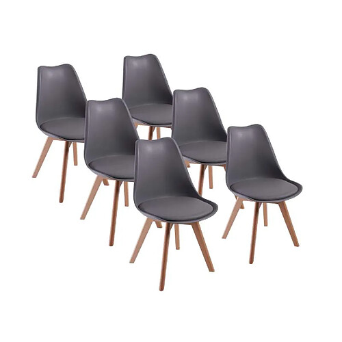 DEWINNER Chaises de Salle à Manger scandinave, Chaise de Bureau rétro, Gris, Lot de 6