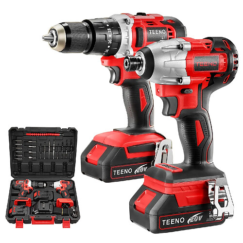 Teeno Perceuse Visseuse Perceuse a Percussion, 100Nm, 2 Batterie 2.0Ah