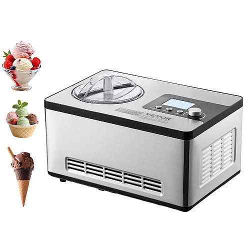 VEVOR 2L Sorbetière Automatique Turbine à Glace Sorbets Yaourts Crème Glacée