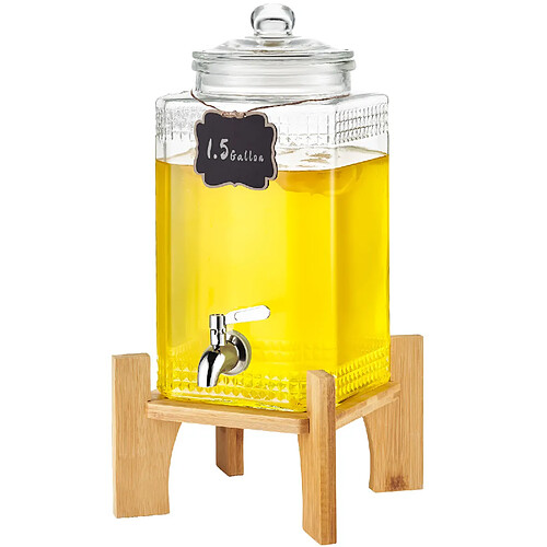 VEVOR Distributeur de Boissons Capacité 5,5 L en Verre avec Support et Robinet