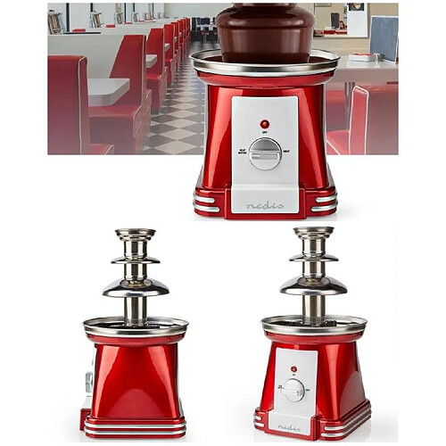 Fontaine à chocolat - NEDIS - 90W - 3 niveaux - Rouge-Blanc - Maintien au chaud