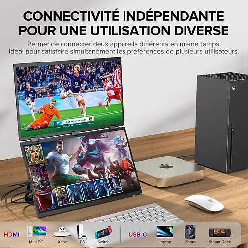 Double moniteur portable UPERFECT 15,6" – Écran IPS FHD 1920 × 1080, 60 Hz, USB-C et mini H