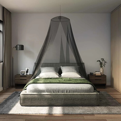 vidaXL Ciel de lit anti-moustiques Maille 156 Noir Ø56 x 220 cm