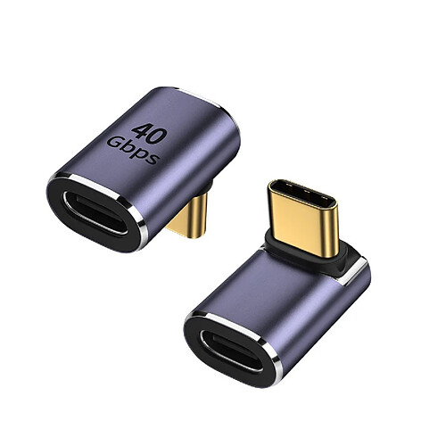 INF Adaptateur USB-C Femelle vers USB-C Mâle à Angle Droit (Haut/Bas) - Lot de 2