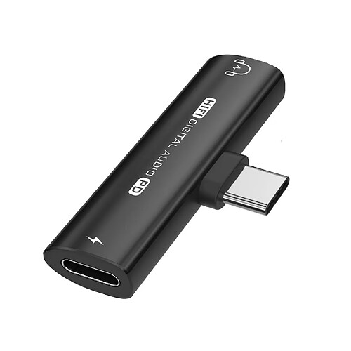 INF Adaptateur USB-C vers 3,5 mm pour écouteurs et chargeur Black