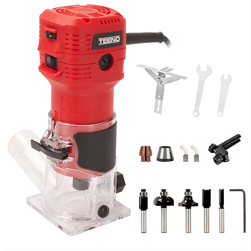 TEENO Affleureuse Électrique 650W 15000-32000 RPM Avec Housse Anti Poussière, Affleureuse à
