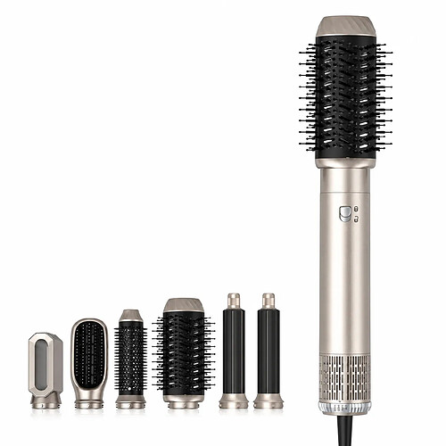 INF Brosse à air chaud dorée 6-en-1 - Styler multifonctionnel pour tous types de cheveux